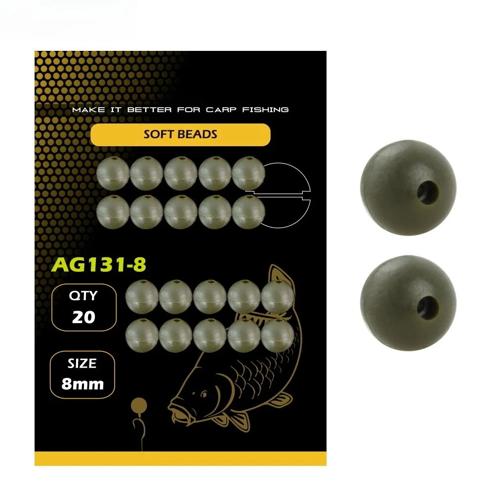 20pcs Carp Fishing Rubber Shock Beads Green Soft Rig Beads Fishing Terminal Tackle AG131