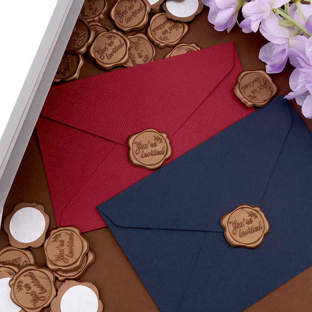 25pcs You\'re lnvited Wax Seal Stickers, (White, Gold, Green) Envelope Seal Stickers Envelope Seals Self Adhesive Gold Stickers