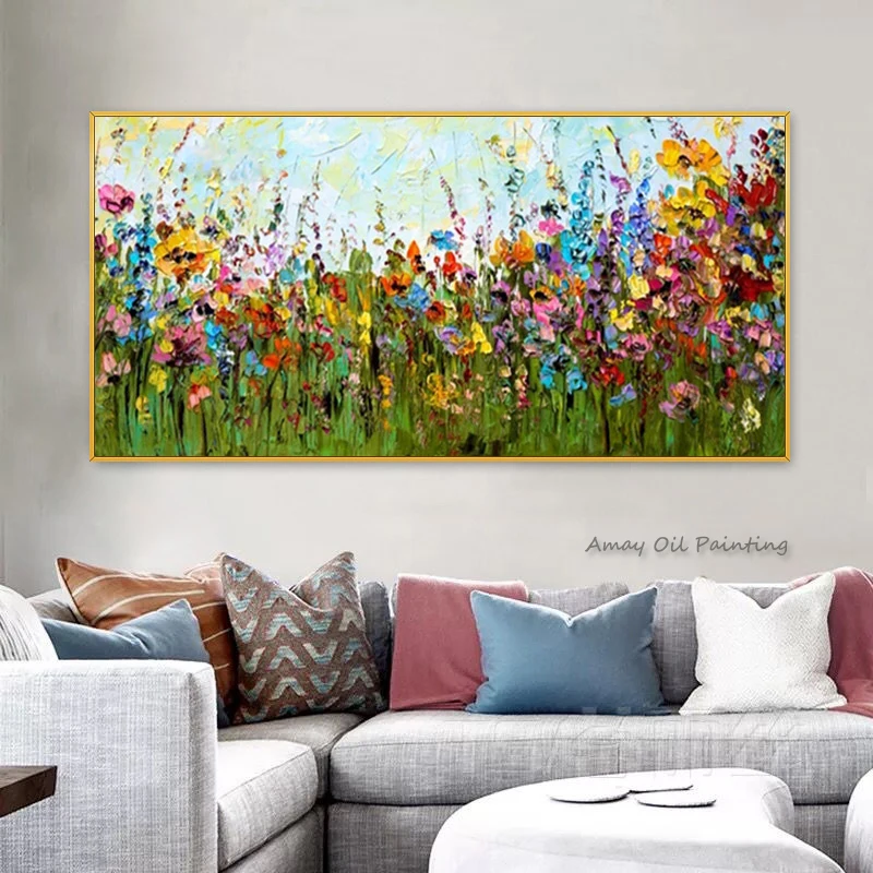 Handpainted Abstract Flowers Oil Painting on Canvas Wall Art Wall For Living Room Bedroom Nordic Art Home Decor