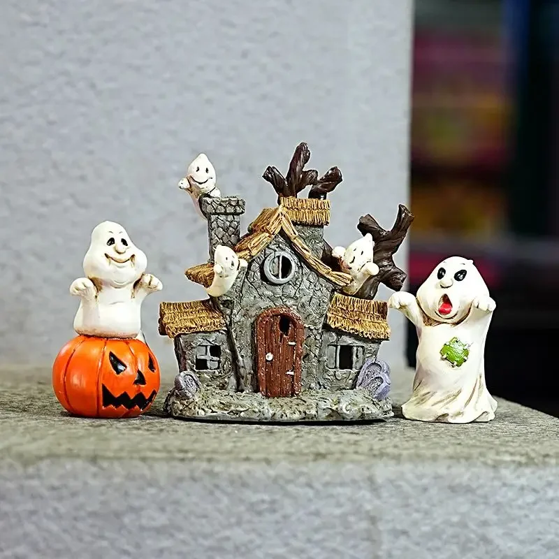 Halloween Tree Demon Haunted House Rocking Chair Home Desktop Decoration Ghost Black Man Car Resin Ornament