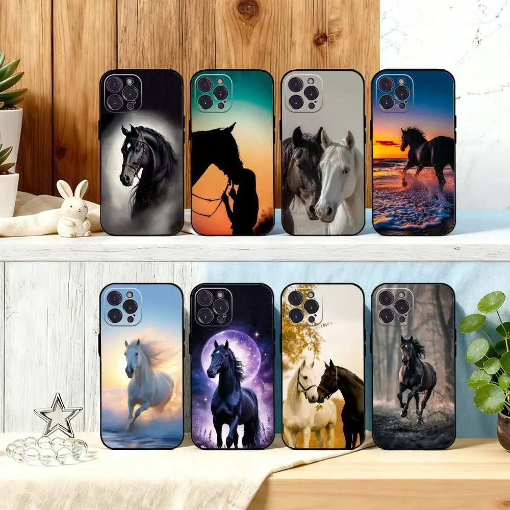 

Horse Great Beauty Galloping Phone Case For iPhone17 16 15 14 13 12 11 Pro Max Plus,5G Soft Black Case