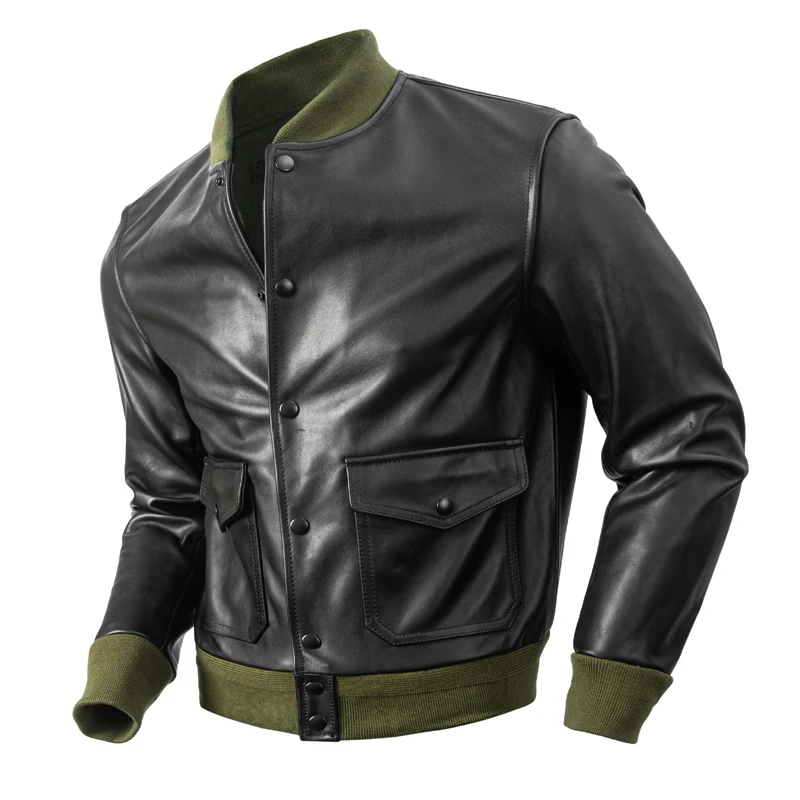 Motorcycle Leather Jacket Windproof And Scratch Resistant Off-road Riding Jacket Men's Casual Short Jacket Horse Leather Jacket - Image 2