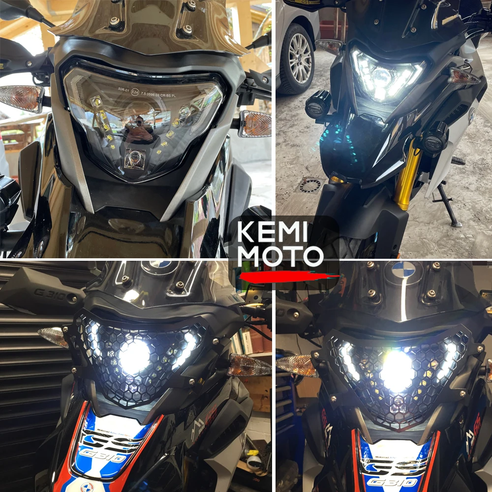 For BMW G310GS G310R LED Headlights Motorcycle Accessories Lights with Complete Devil Eyes Assembly E24Mark G310 GS R Parts