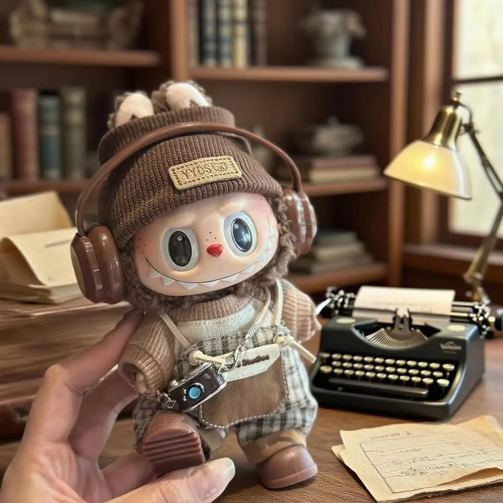 Ropa para Labubu V1 V2 V3 Dacheng Energy Series, ropa para muñeca, camiseta Retro marrón, conjunto de ropa bonita, accesorios para muñecas