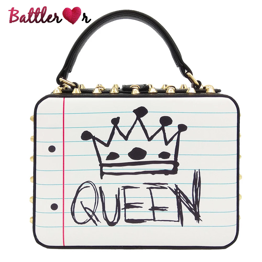 Rivet Queen Love Letter Handbag and Purse for Women Fashion Shoulder Bag Designer Lady Crossbody Flaps Top-Handle Box Clutch Bag