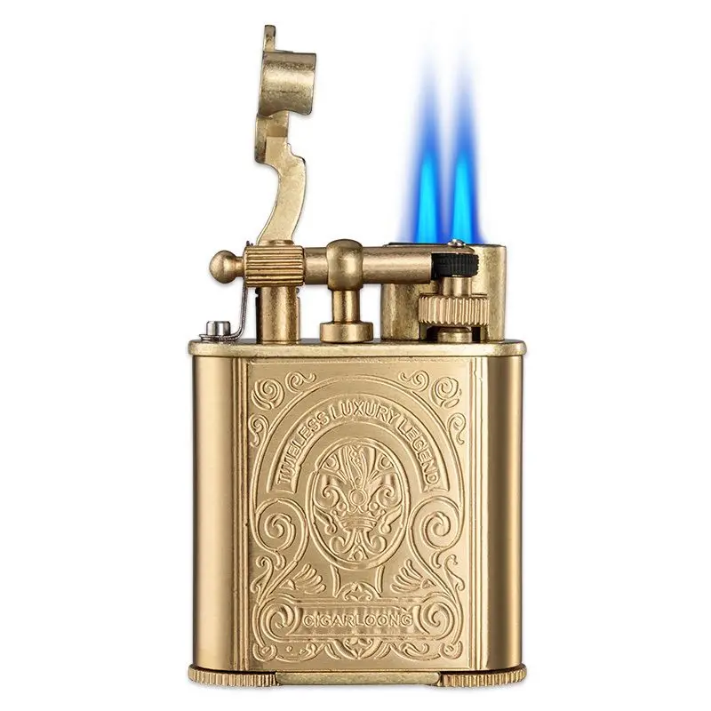 

New cigar specific lifting arm side sliding gas lighter, dual flame cigar specific lighter, cigar accessories, men's gift