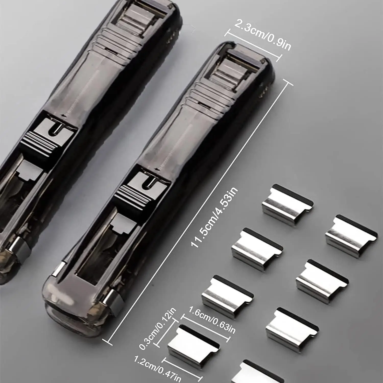 Portable Handheld Binder Clip Pusher with 50 Silver Refill Clips, 40 Sheets Capacity, Fast Paper Clip Dispenser for Desk File Of