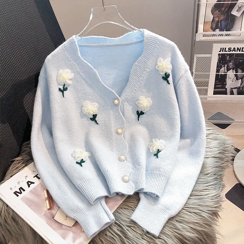 

Knitted cardigan sweater jacket for women's spring and autumn wear, 2025 new loose V-neck women's top
