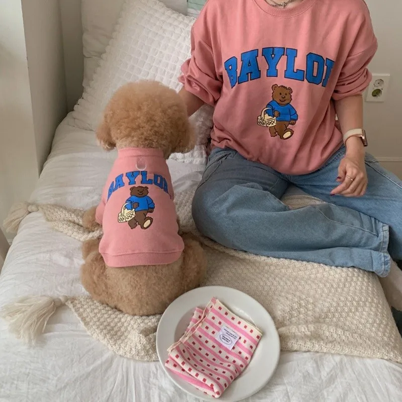 Winter Pet Clothes Cotton Bear Letter Print Costume Dog Hoodies Chihuahua Bichon Clothing Puppy Warm Dog Coat for Large Dogs