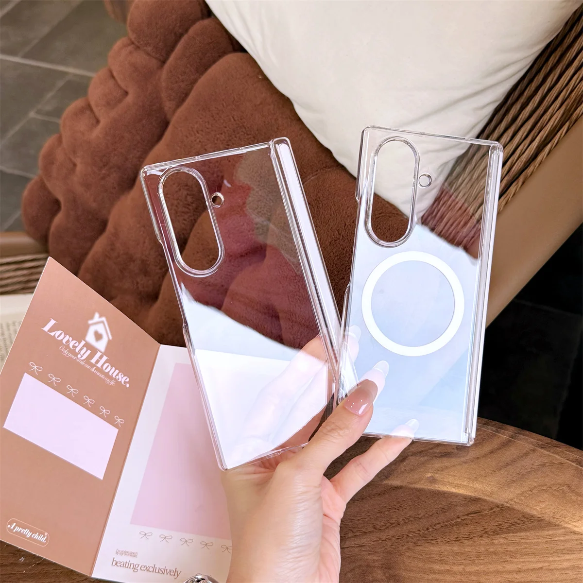 Transparent Magsafe Für Samsung Galaxy Z Fold 7 6 5 4 Fold7 Fold6 Telefon Fall Drahtlose Lade Scharnier schützende Harte Rückseitige Abdeckung