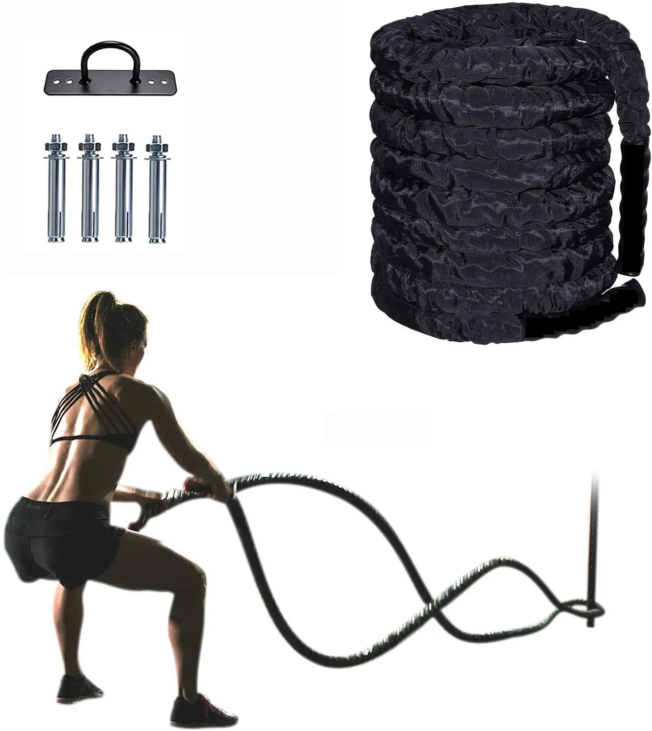 

50mm*15m Battle Rope with Anchor Kit Crossfit Full Body Home Gym Training Rope