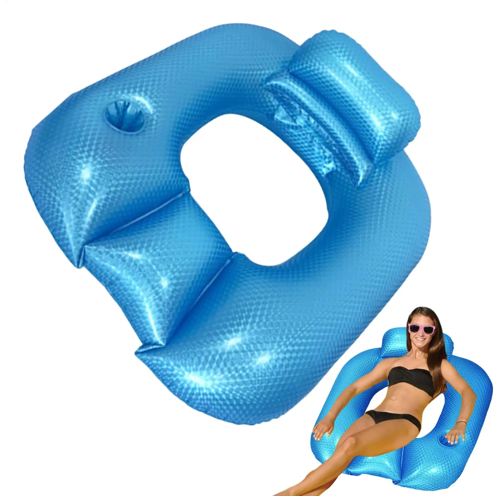 Pool Lounger Inflatable Pool Lounger Float Recliner Raft With Drink Holder Relaxing Bed With Backrest For Hot Days Beach