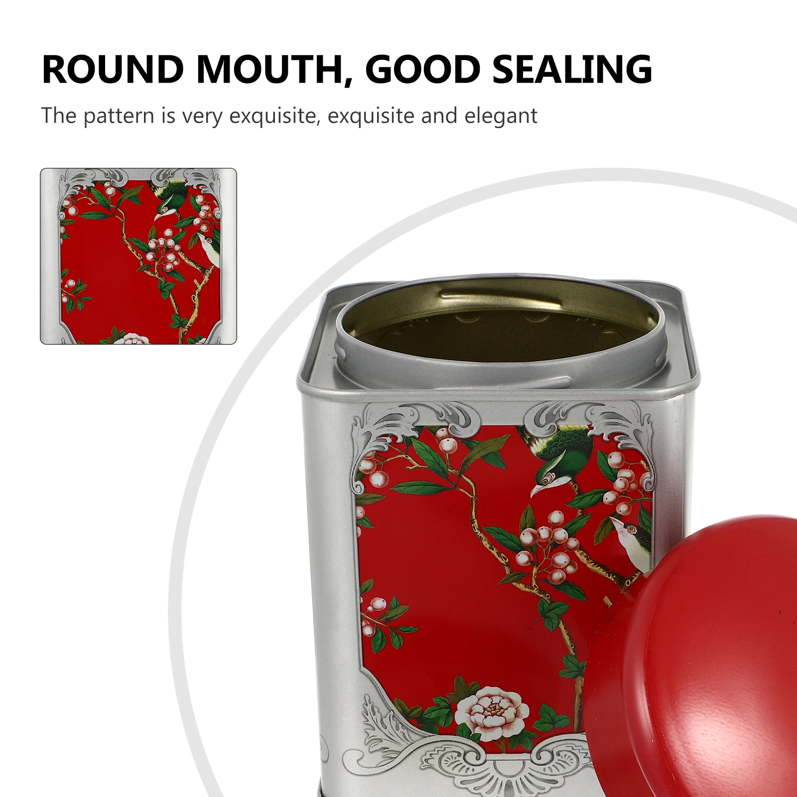 

Airtight Tea Canister Tinplate Cans Square Sealed Candies Boxes Snacks Loose Leaf Bags Storage Container Travel Gift Home Decor
