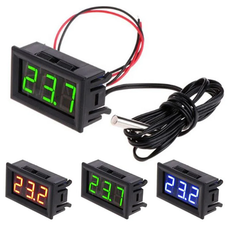 5V 12V 0.56 "LED Digital Termometer Mobil Dalam Ruangan Luar Ruangan Inkubator Acquarium Sensor Suhu Meter Monitor Stasiun Cuaca