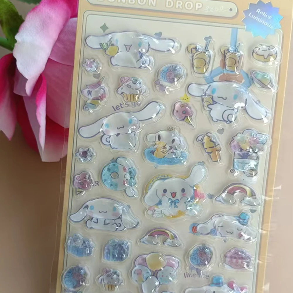 @ ملصقات Hello Kitty Cinnamoroll Melody Kuromi المقاومة للماء، ملصقات جيلي يدوية، مجموعة هاتف لعبة، ملصقات هدية عيد ميلاد #5