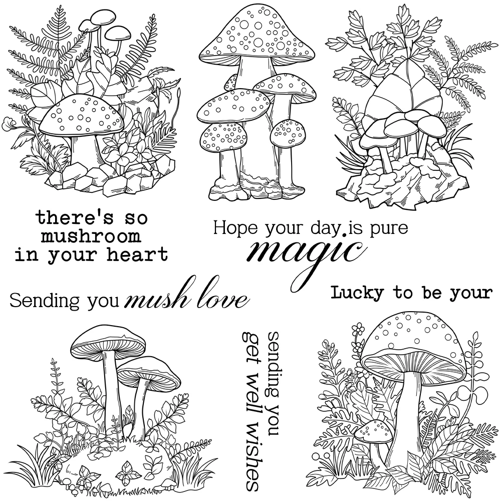 Mangocraft Autumn Nature Mushrooms Cutting Dies Clear Stamp DIY Scrapbooking Supplies Metal Dies Silicone Stamp Cards Albums