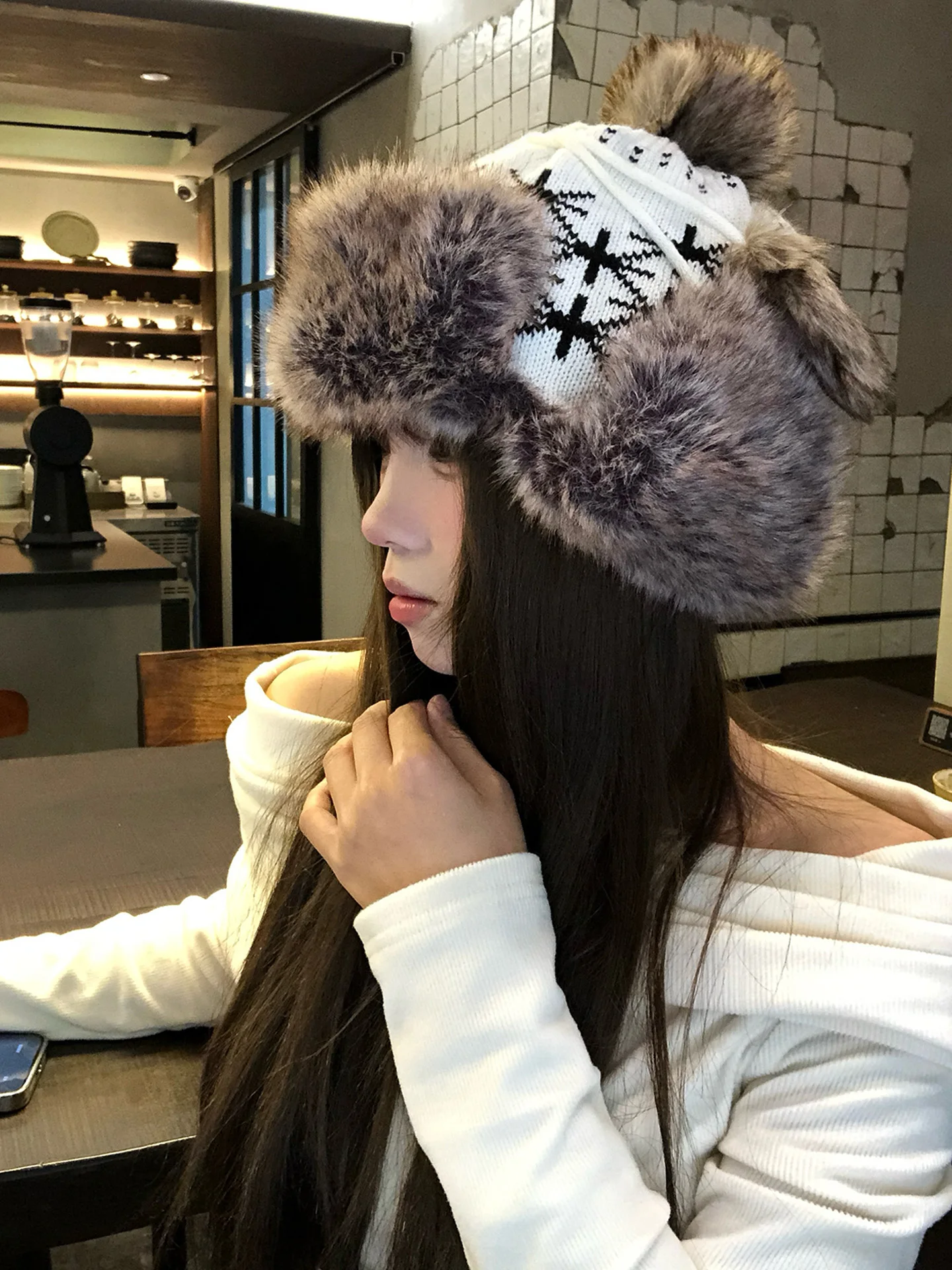 Thickened Winter Hat Women's Retro Fair Island Tassel Fluffy Lei Feng Cap Ear Protection Skiing Hat Warm Cozy Unisex Cap