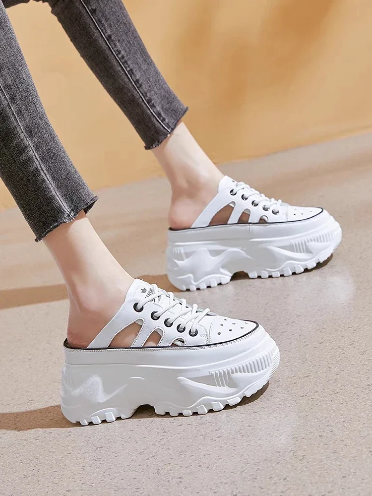 Fashion Chunky Sneakers Woman Flats Loafers Slip on Super High Heels Round Toe Women Shoes Platform Vulcanize Shoes Plus Size