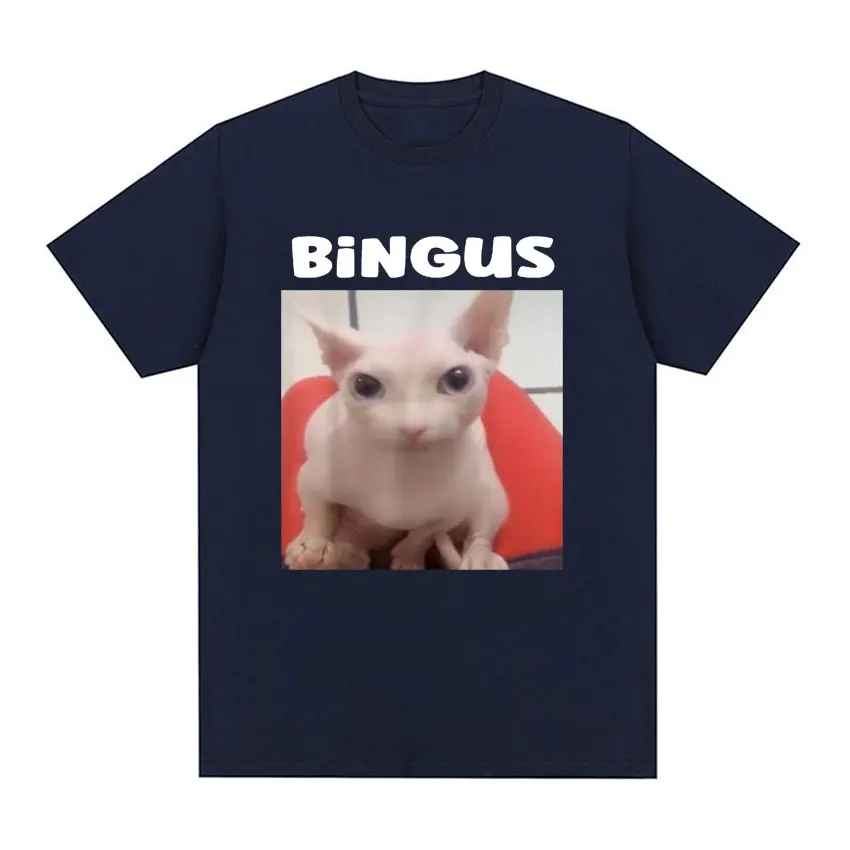 Bingus Meme Funny Cute Cat Graphic T-Shirt for Men Women Fashion Casual Oversized T-shirts 100% Cotton Short Sleeve T Shirt Tops