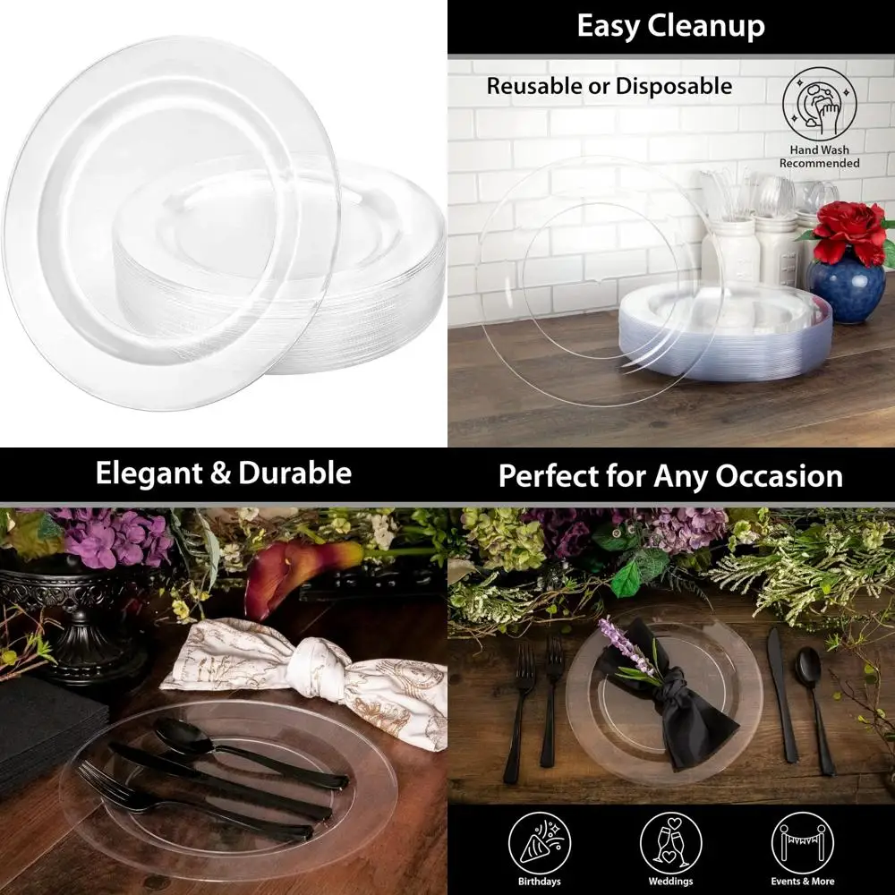 

Сверхлегкие одноразовые пластиковые тарелки премиум-класса диаметром 10,25 дюйма для свадеб, вечеринок и элегантной посуды