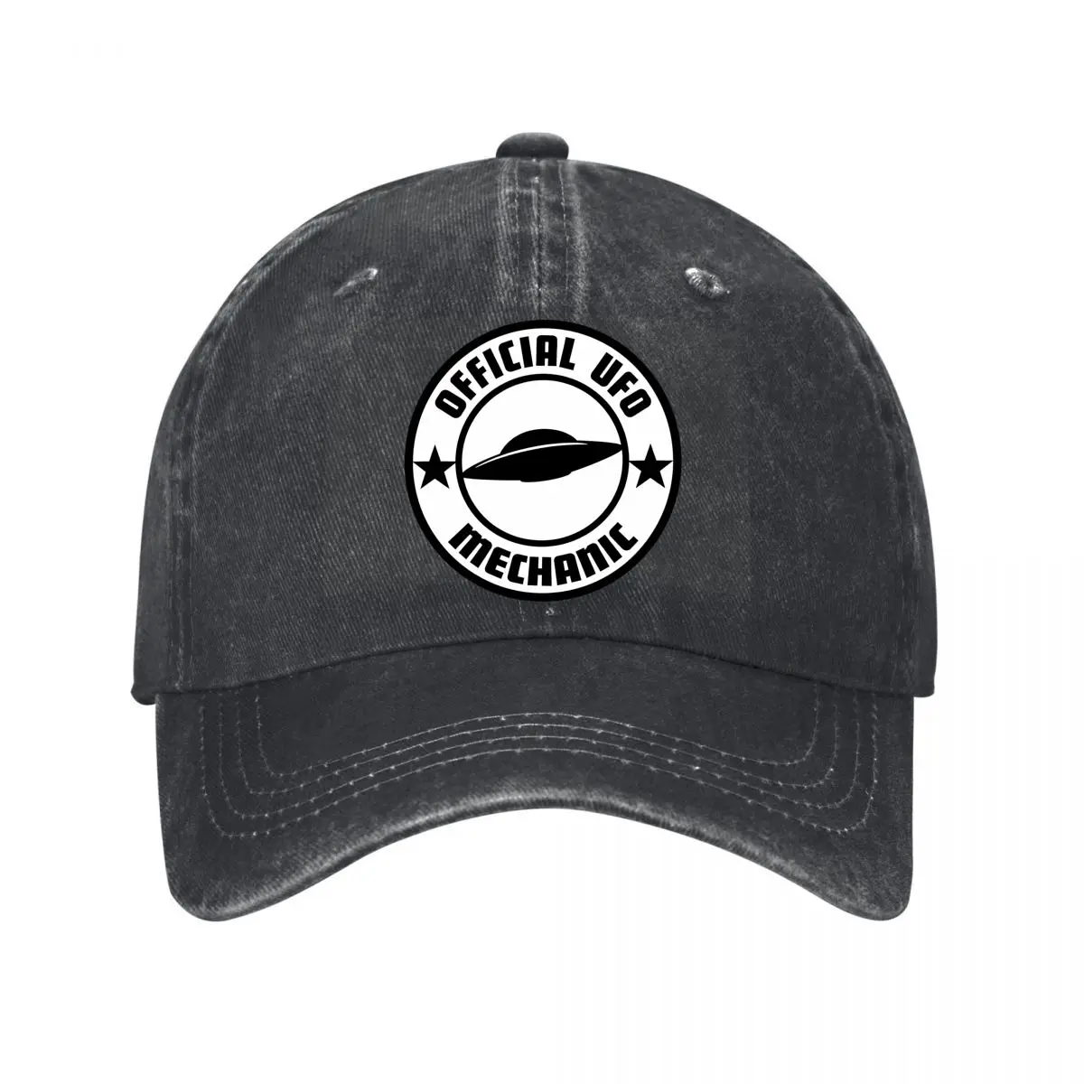 Official UFO Mechanic Flying Saucer Stars Emblem New Vintage Washed Cotton Baseball Cap Sun Hats
