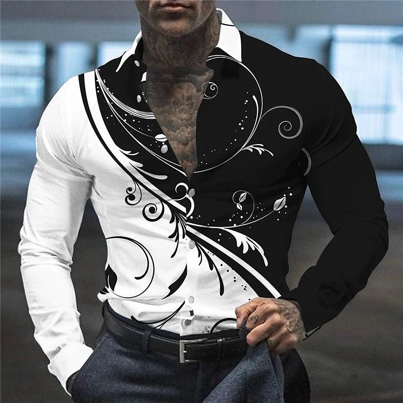 

Men's 3D shirt flower pattern printed long sleeve factory direct sales Europe and America Hawaii summer short sleeve