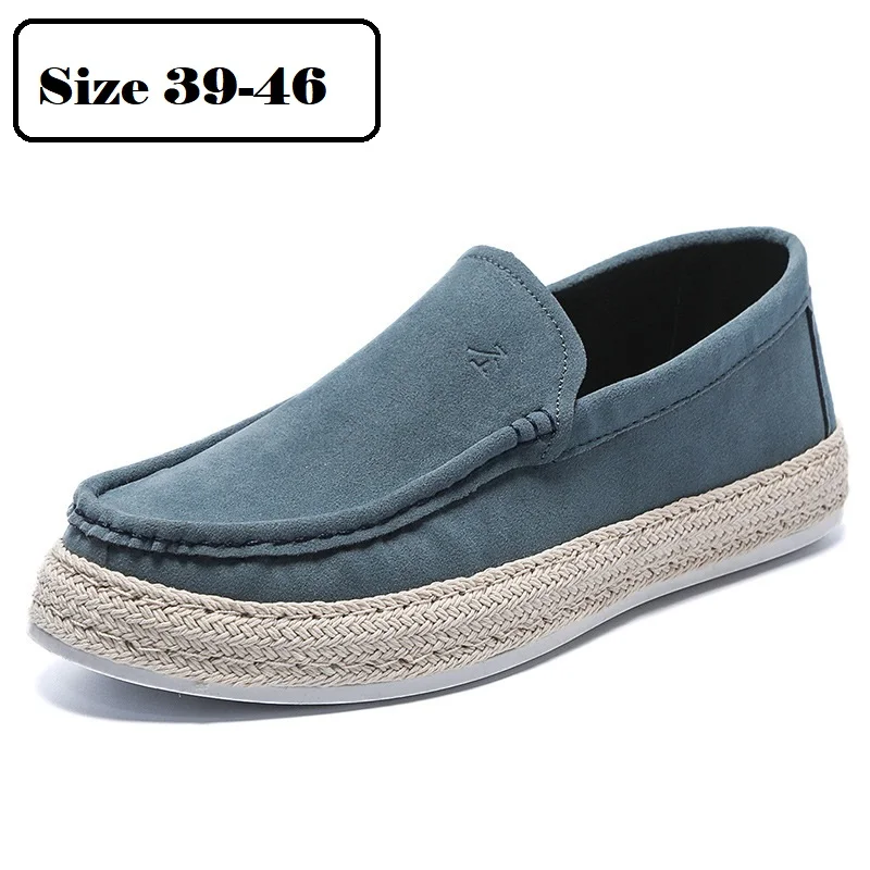 

New slip on boat shoes men's moccasins faux suede leather loafers size 46 male casual blue sneakers man tassel shoes espadrilles