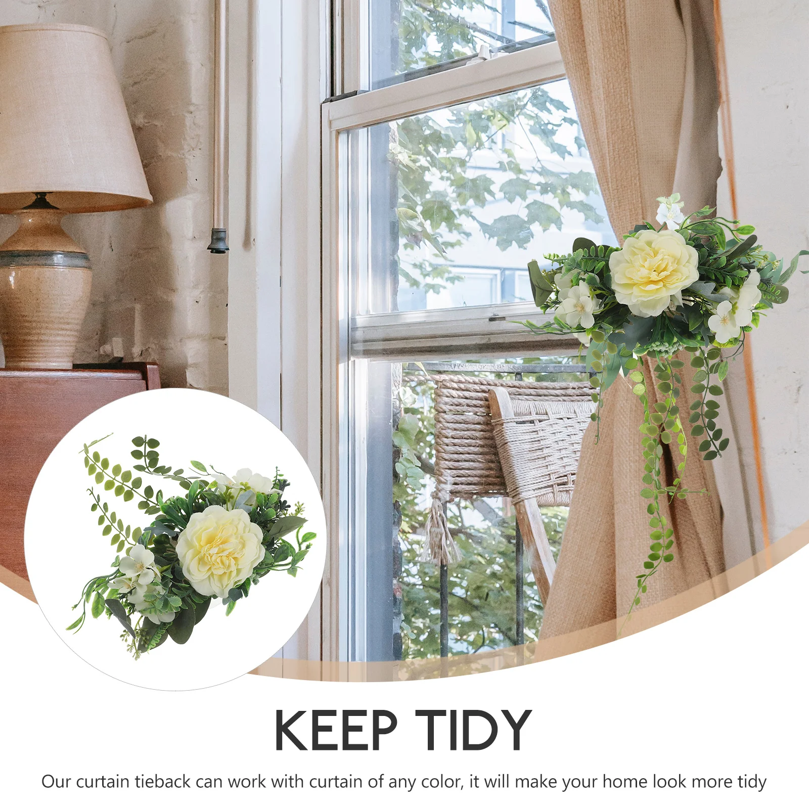 

Peony Curtain Tiebacks Decorative Artificial Flower Ties Rope Home Curtains Fixing Straps Stylish Drapery Accessories