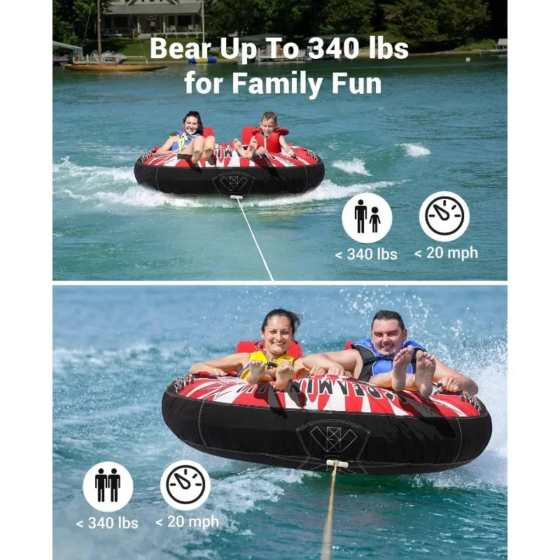 Towable Tubes for Boating 2 Person, Water Tubes for Boats to Pull, Safety Inflatable Boat Tubes and Towables