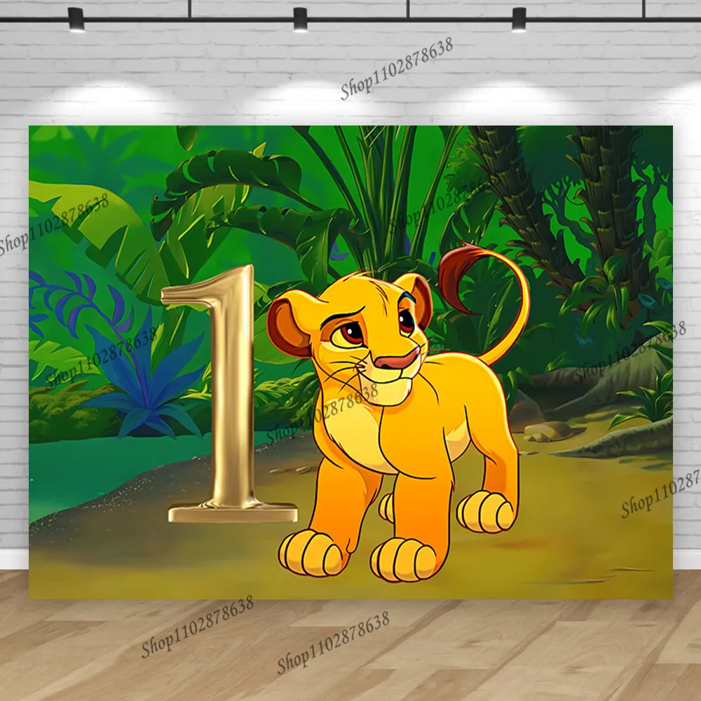 The Lion King Birthday Backdrop Custom Gold Age 1 2 3 4 Children Party Background Boy Kids Jungle Baby Shower Decoration Banner