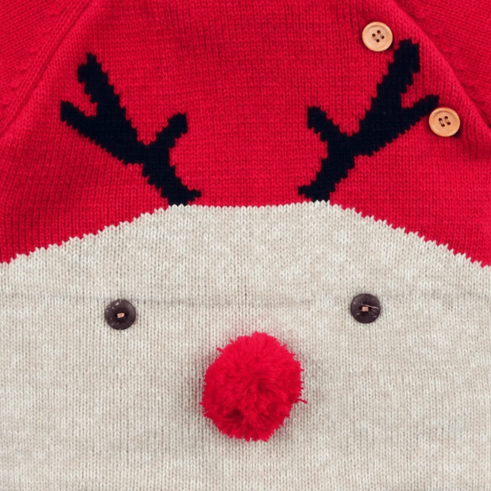 High Quality Christmas Deer Knitted Jumpsuit Long Sleeve Keep Warm Baby Romper Baby Costumes Clothes for Baby