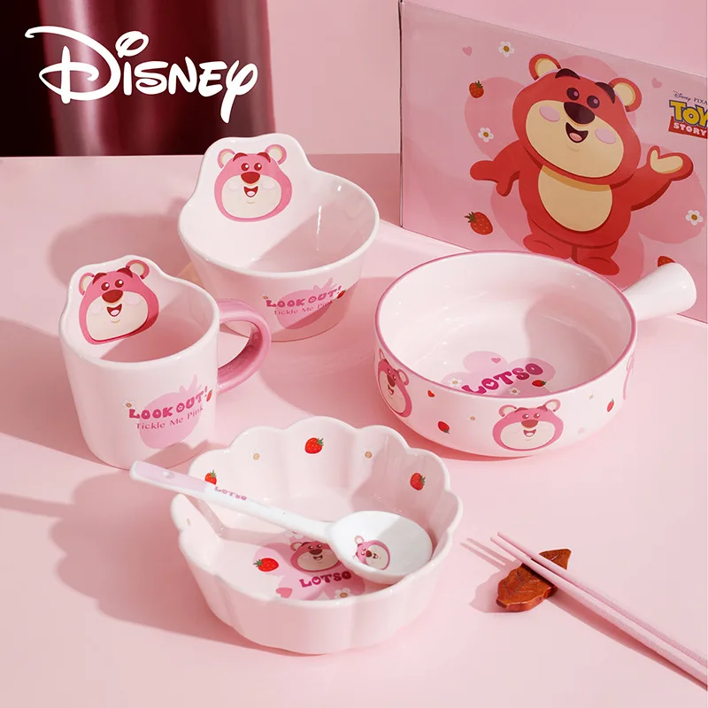 Disney tableware Cute cartoon Lotso  pattern bowls Creative ceramic cups Soup spoons Chopsticks Dessert bowls Birthday gifts