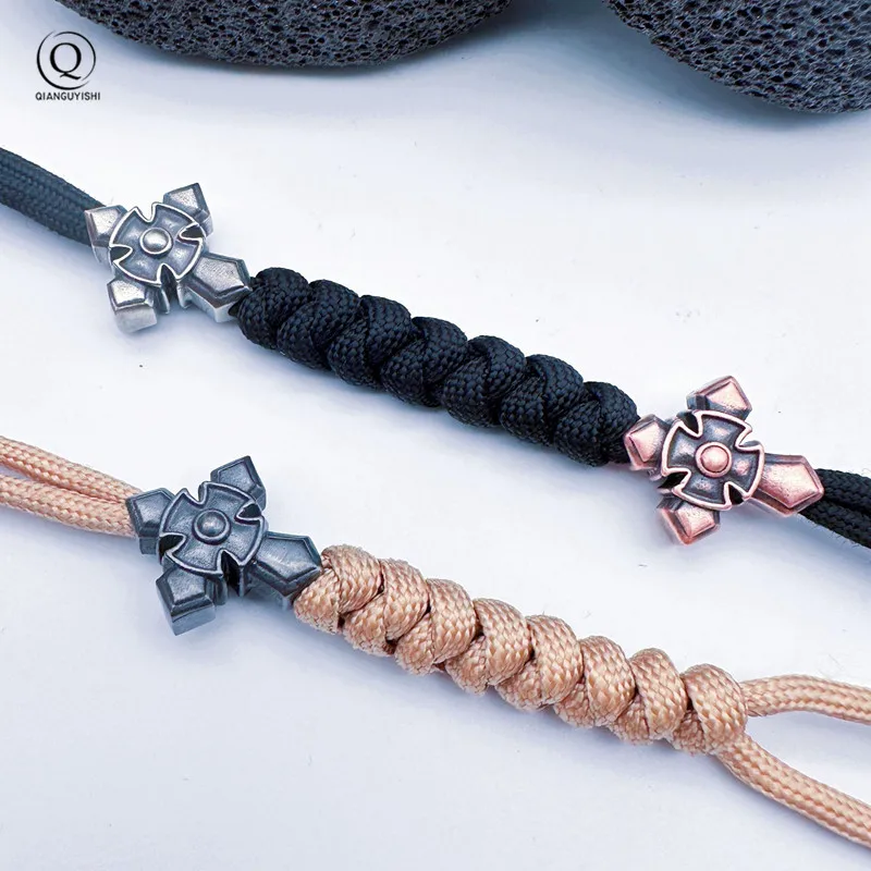 Brass Cross Legion Knife Beads Lanyard Pendants Jewelry EDC Outdoor Tool Umbrella Rope Hangings DIY Paracord Charms Accessories