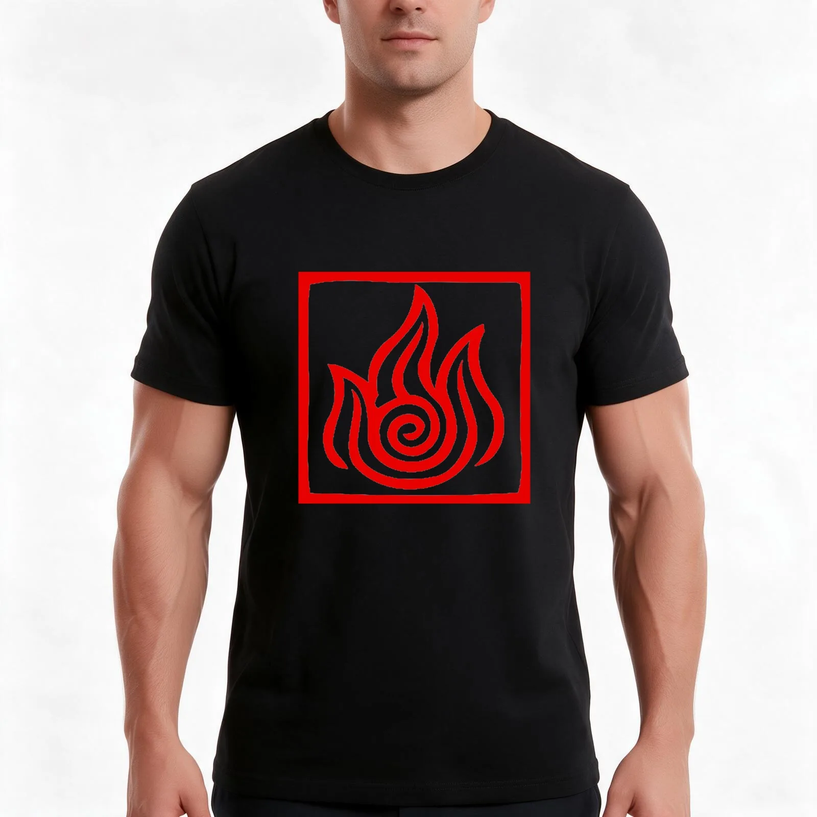 firebending T-Shirt, Summer Casual Cotton Tee, Oversized Streetwear Tops, Vintage Graphic Print, Loose Fit Short Sleeve