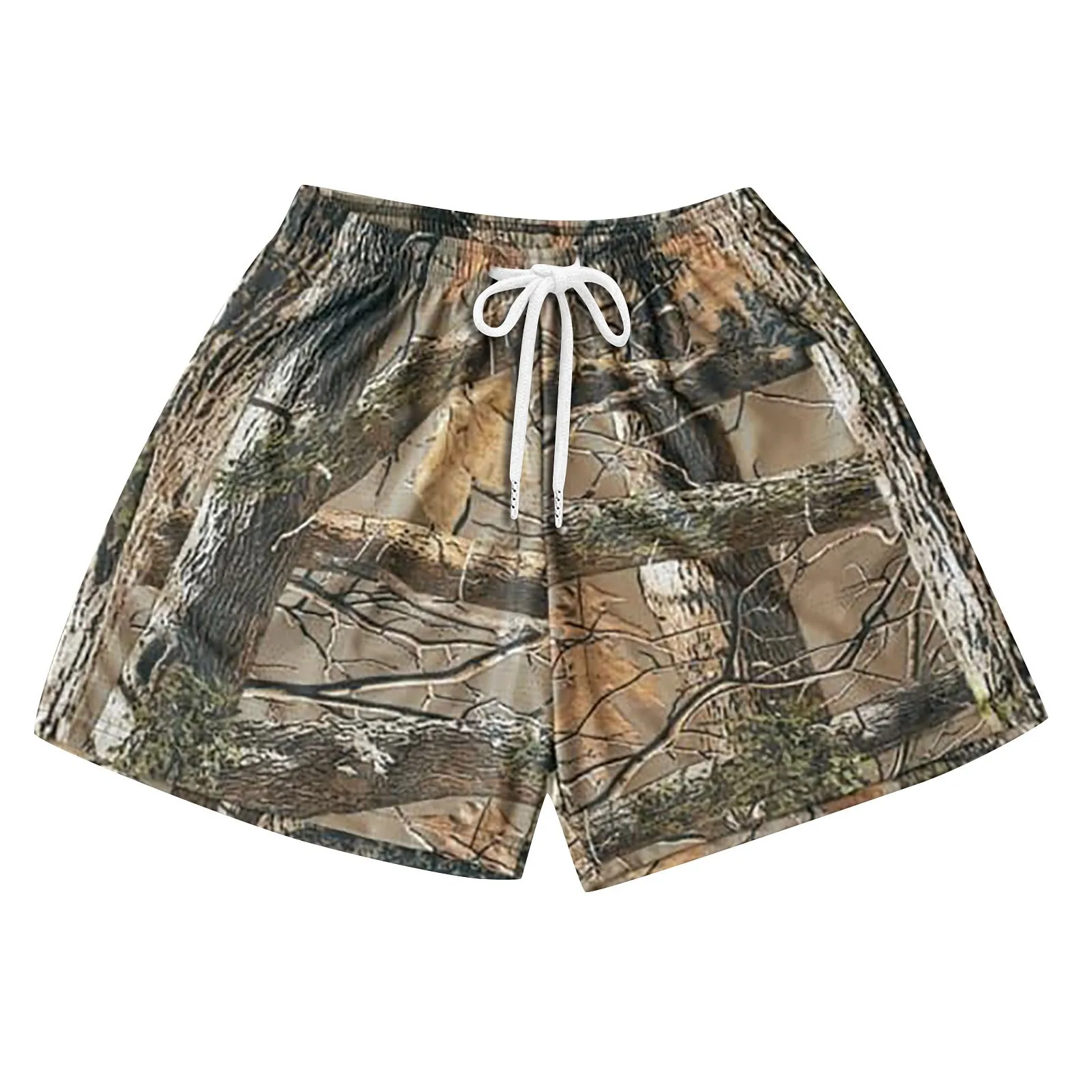 Men\'S Casual Athletic Camouflage Print Shorts Outdoor Fitness Branches And Leaves Print Shorts Summer Running Casual Shorts