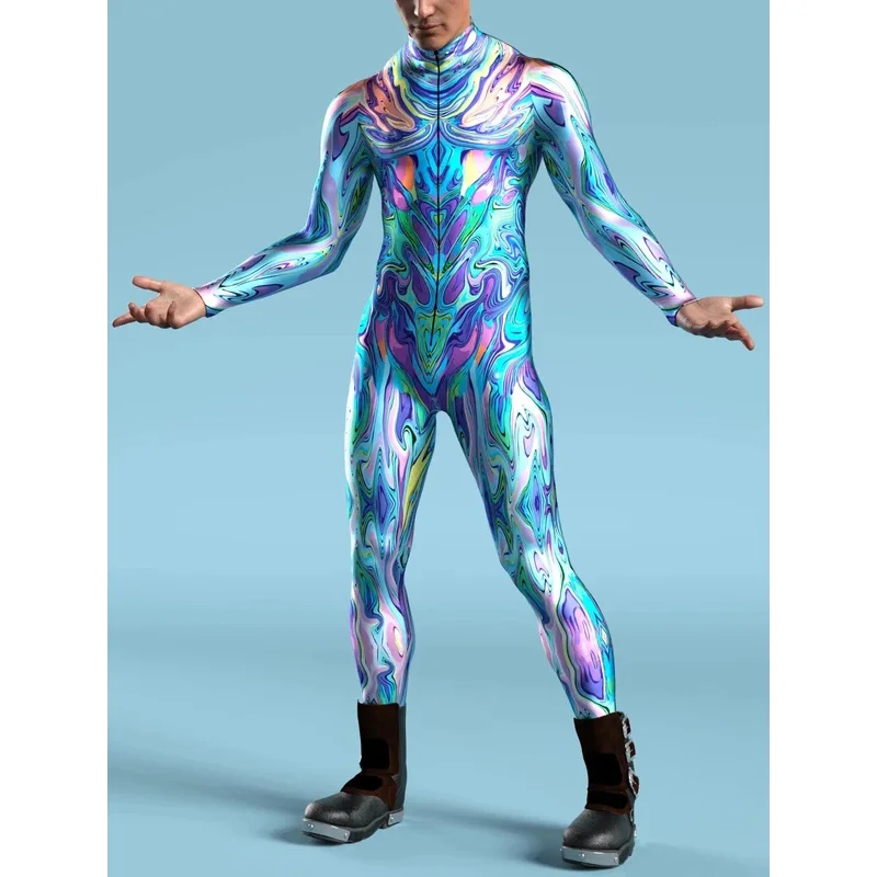 HN8 Futurystyczny kombinezon z zbroją mechaniczną Cool Fighter Cosplay Bodysuit 3D Printed Steampunk Costume Party Shows Men Zentai 8...Gf