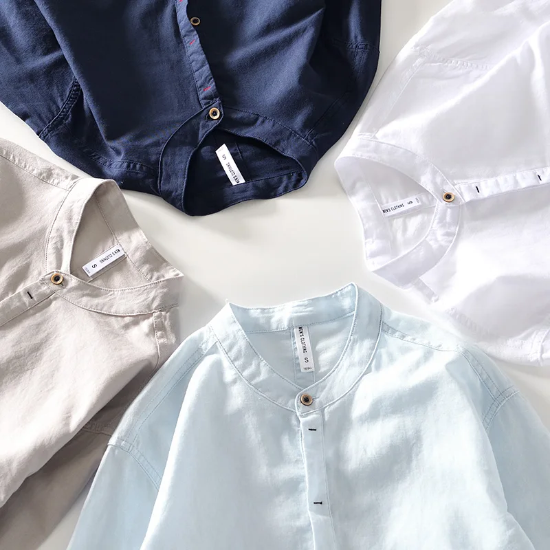 Designer Long-sleeve Casual Linen Quality Brand Shirts For Men Fashion Pullover American And European Sizes Camisa Masculina