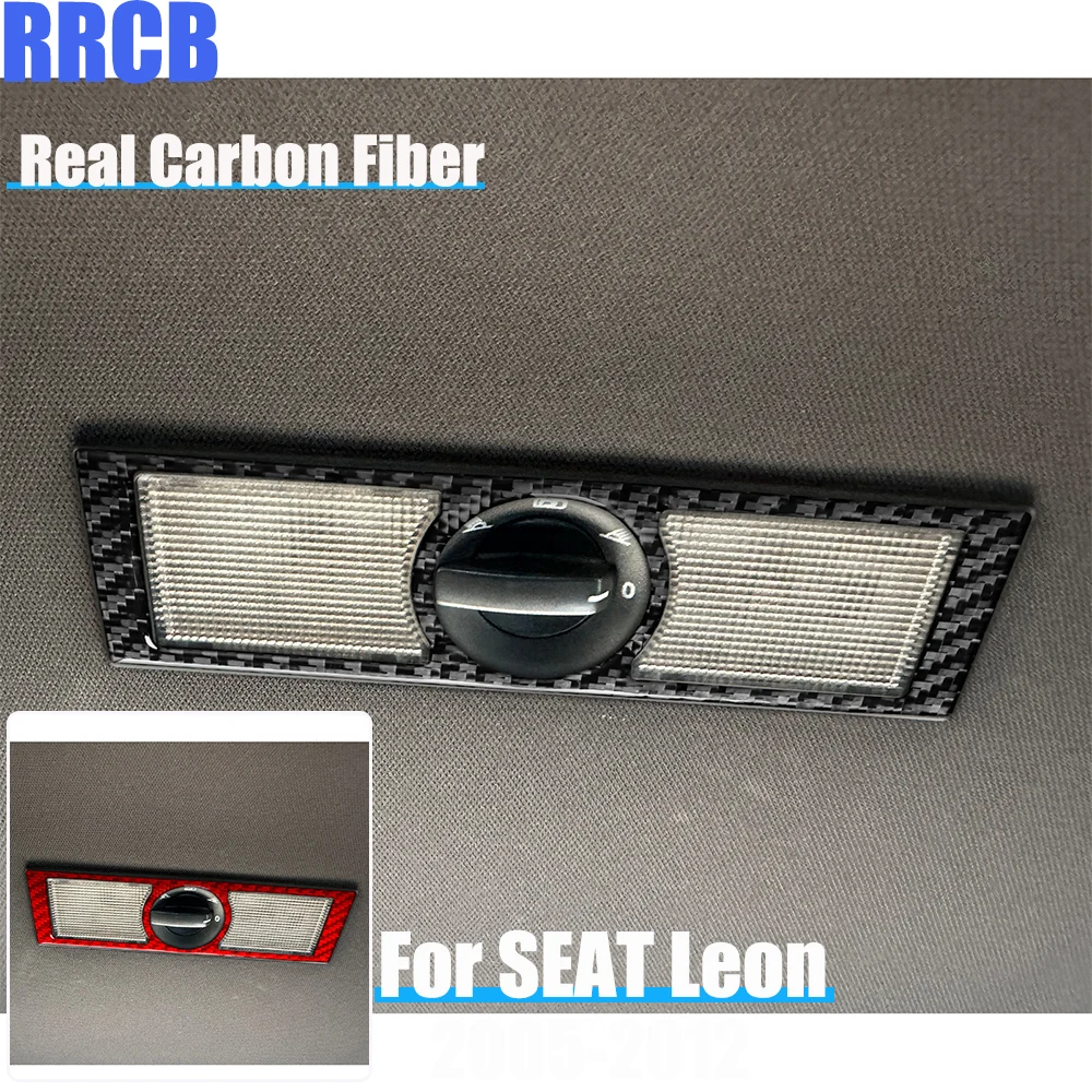 Real Carbon Fiber Car Accessories Rear Reading Light Soft Cover Sticker For SEAT Leon MK2 2005 2006 2007 2008 2009 2010 2011 12
