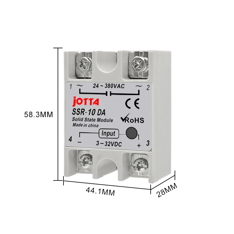 JOTTA Solid State Relay SSR-25DA Single Phase DC TO AC 25A Module for PID Temperature Control