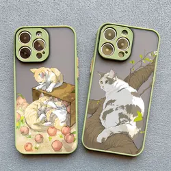 Luxury Scene Lovely Cat Phone Case For iPhone 12 13 Mini Pro Max 17 16 11 15 14 Pro Max XS XR Plus Flower Animal Pattern Covers