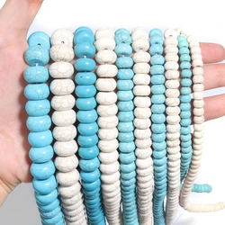 White/Blue Natural Turquoise Abacus Beads Flat Round Stone Bead for Bracelet Necklace Jewelry Making Wholesale 6/8/10/12/14mm