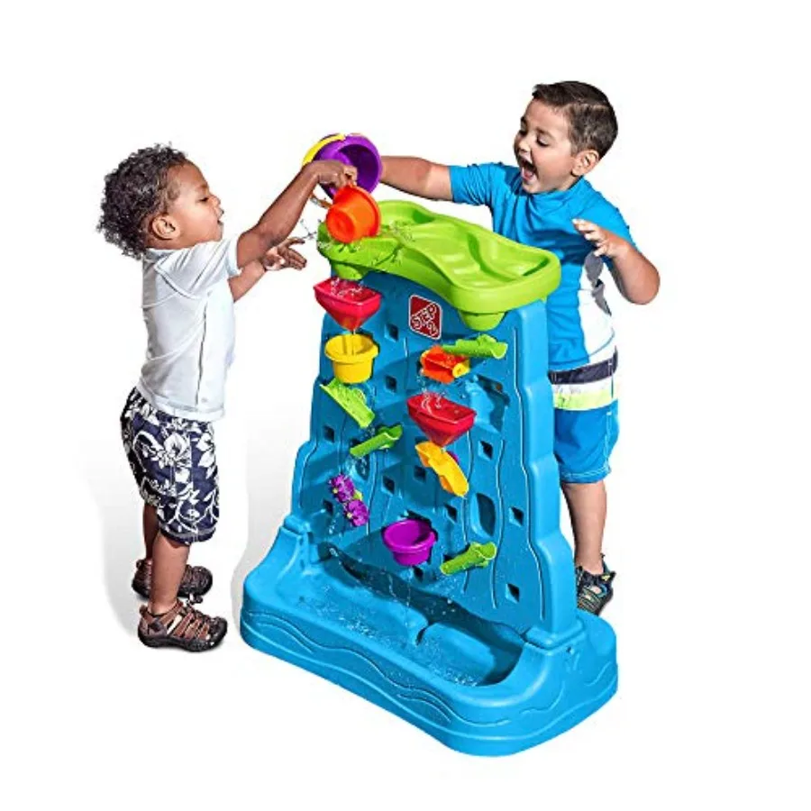Parede de descoberta de cachoeira, mesa sensorial de atividade de água e areia dupla face para crianças, brinquedos de verão ao ar livre, acessórios de brinquedo de 13 peças