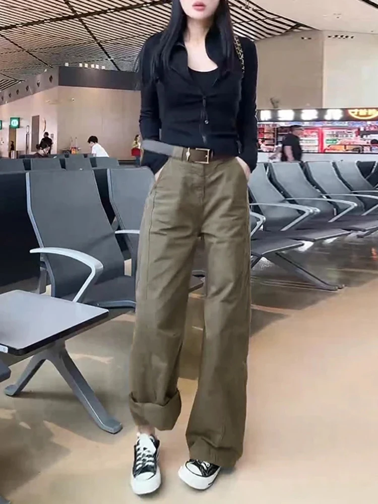 

Fall Fashion Set Women's 2026 New Style Slim Fit Open Cardigan Stand Collar Top And Wide Leg Pants Two Piece Set Casual Wear