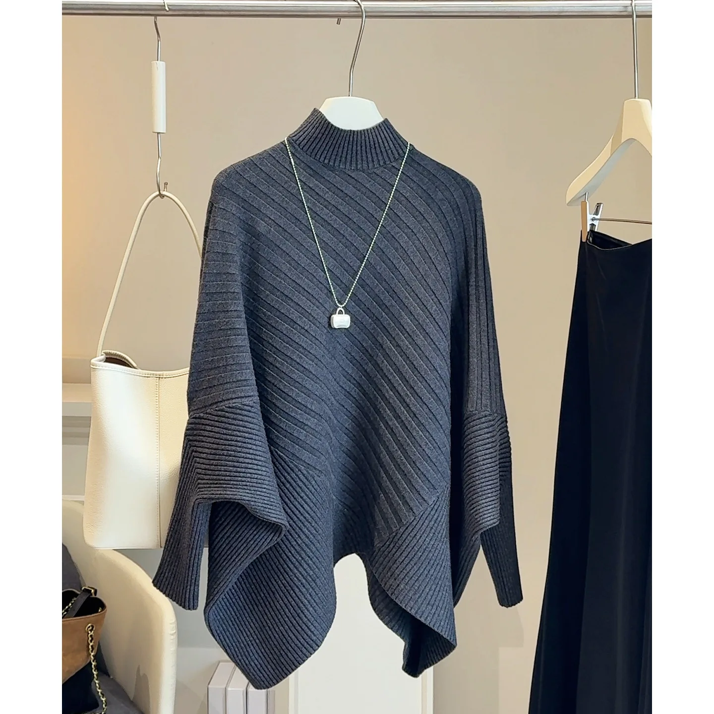 

Вязаный свитер, свободный крой, водолазка с длинным рукавом, женские пуловеры, новая мода, весна-осень 2026