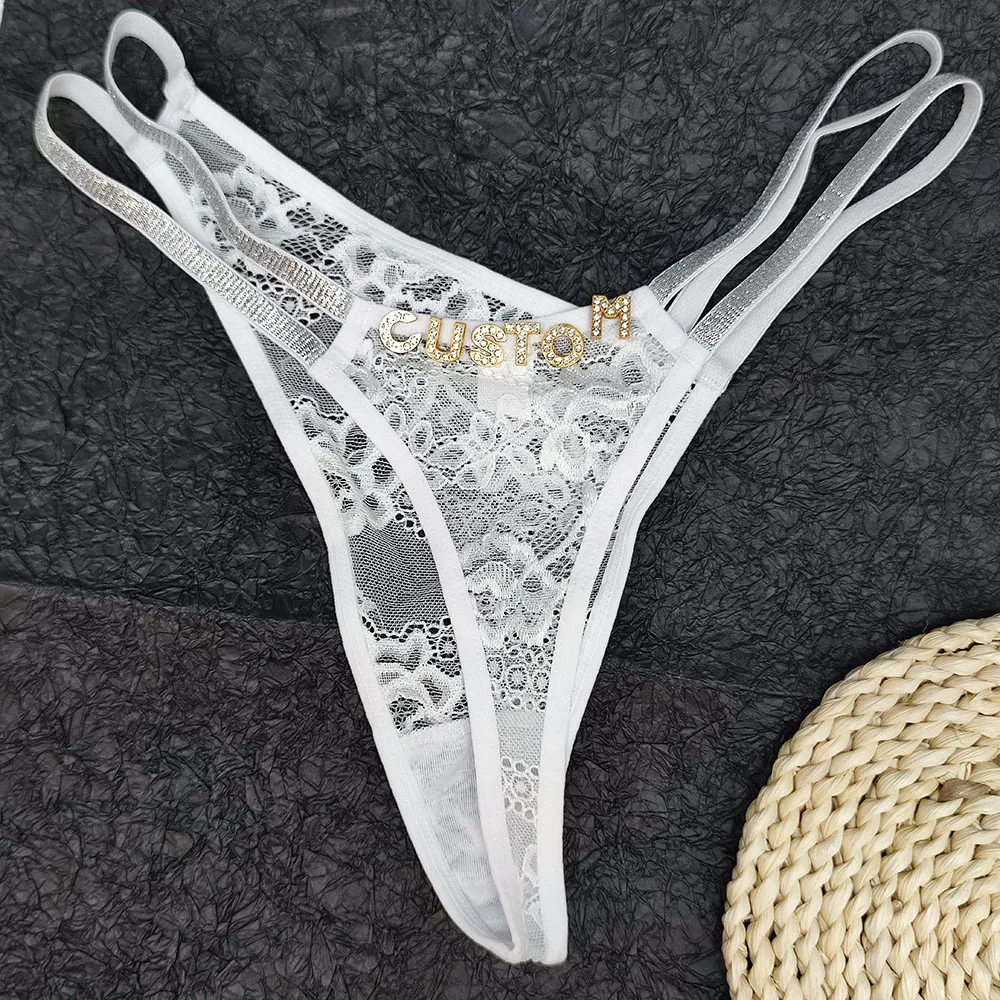 Personalized Name Thong Sexy Wife Low Waist Chain Jewelry Underwear Custom String Lace Panties Fashion Lingerie Gift