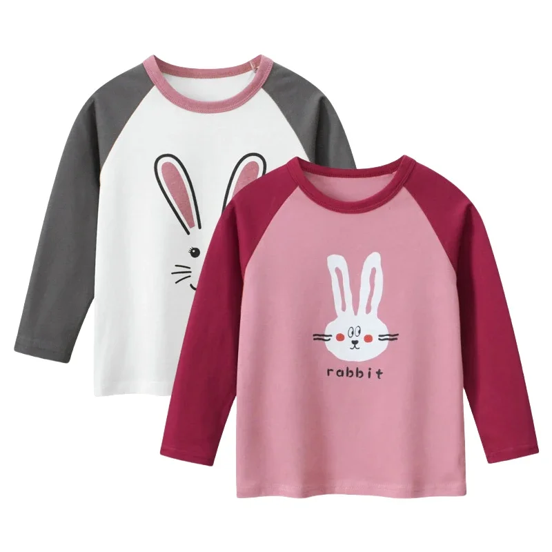 

Girls Long-sleeved T-shirt 2025 Spring and Autumn New Children's Clothing Cartoon Rabbit Kids Top Baby Bottoming Shirt