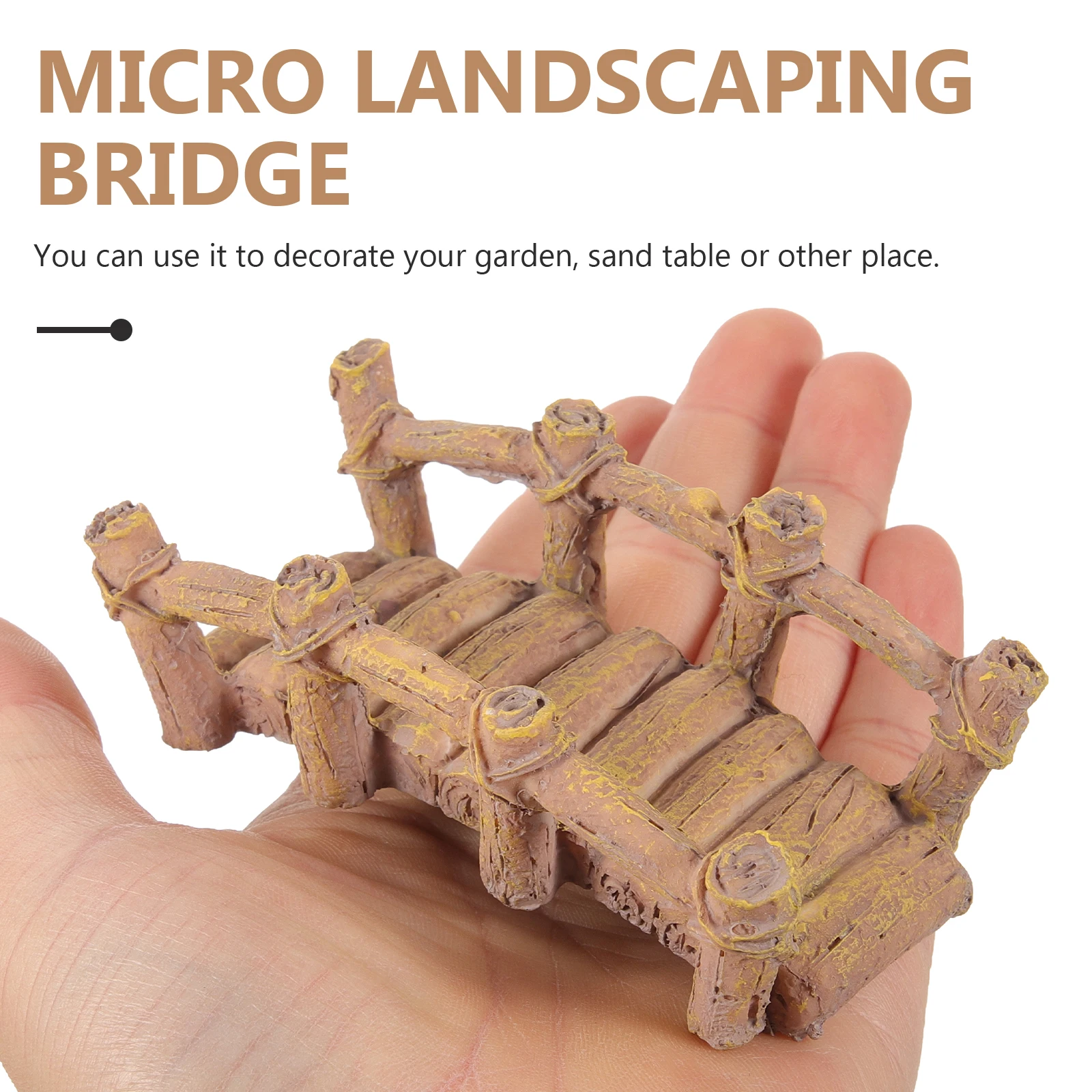 

Mini Resin Bridge Model Wooden Sand Table naments Garden Yard Pond Decor Fish Tank Home Office Small Vivid Realistic Bridge Prop