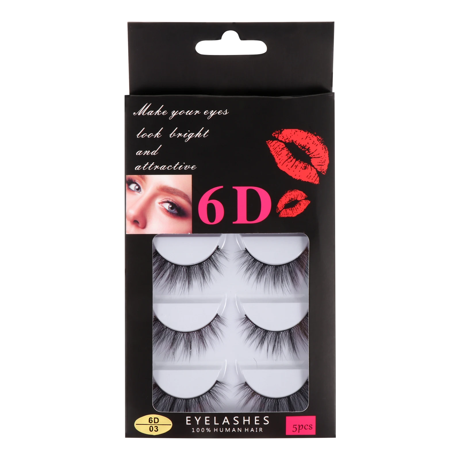 

5Pairs Voluminous False Eyelashes 6D Hair Style Natural Cross Design Long Wear Lashes for Parties Special Events Beauty