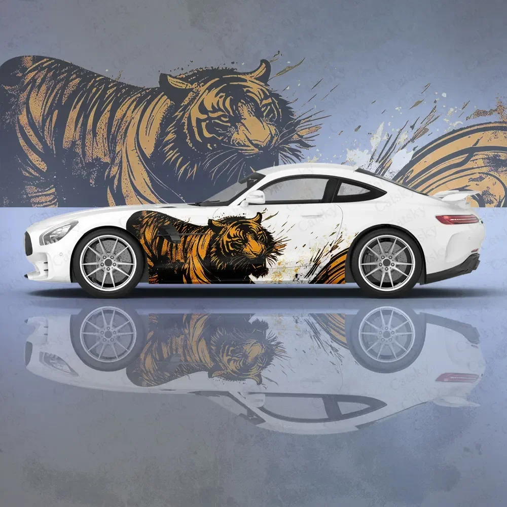 Watercolor Tiger Angry Car Body Stickers Anime Itasha Car Side Decal Sticker Car Body Sticker Car Body Decoration Stickers image 3