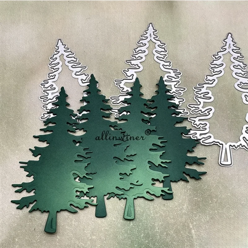 Christmas Pine Tree Forest Metal Cutting Dies Carbon Steel Stencil for Scrapbooking Junk Journal Handmade Card Paper Craft